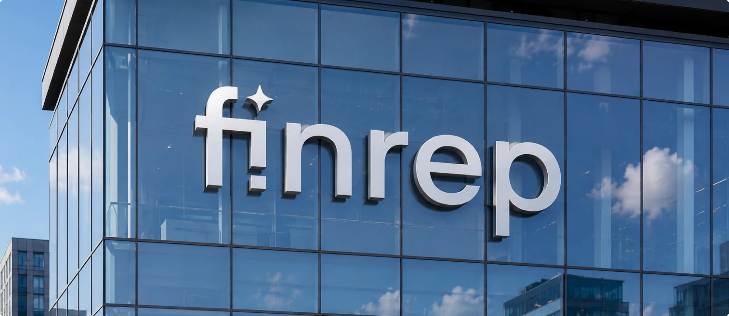 Finrep signage on a glass office building