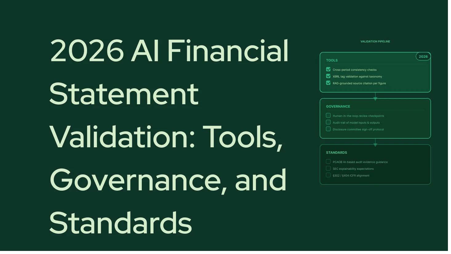 2026 AI Financial Statement Validation: Tools, Governance, and Standards