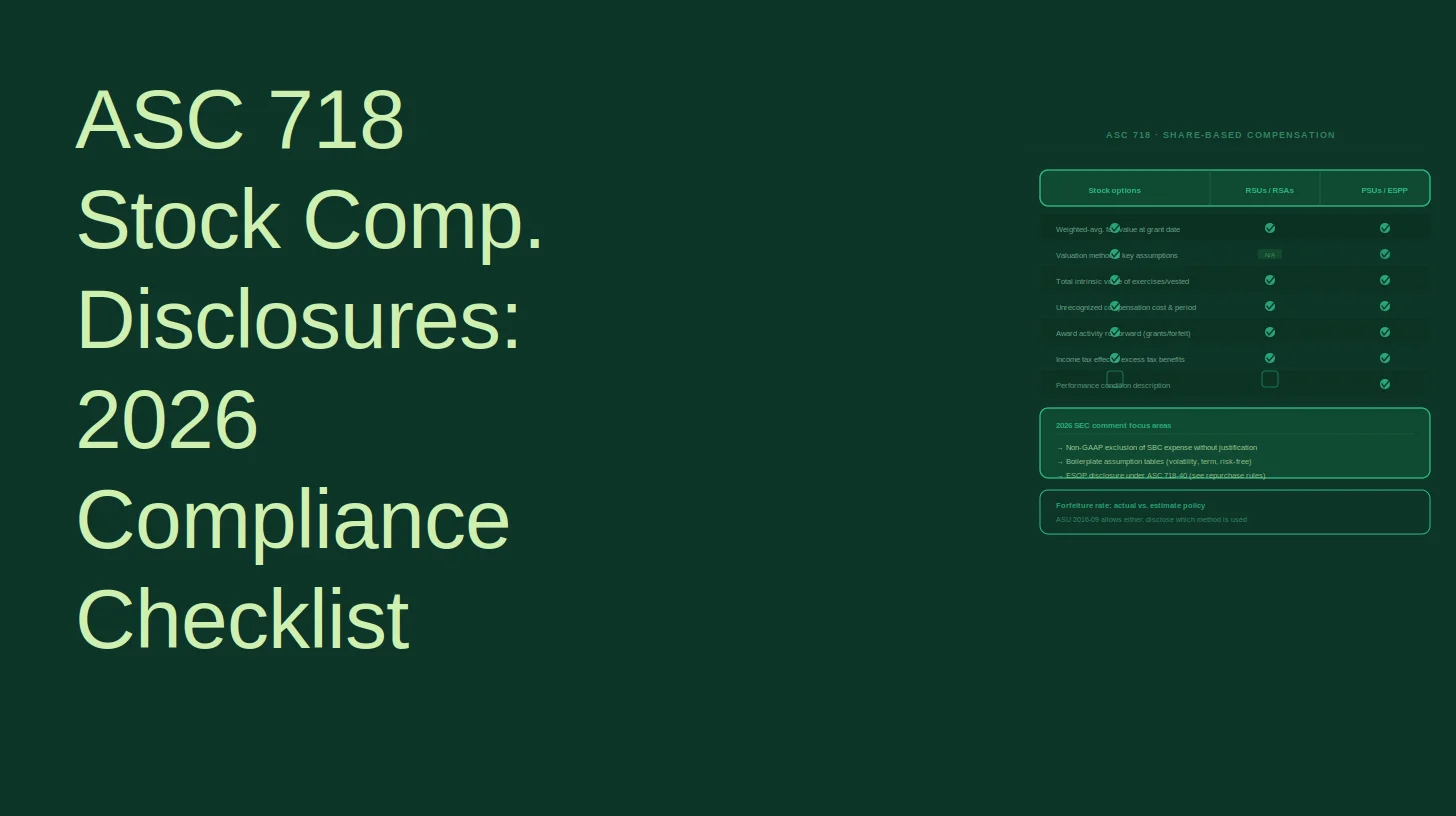 Comp Worksheet Asc ASC 718 Stock Compensation Disclosures: 2026 Compliance Checklist ...