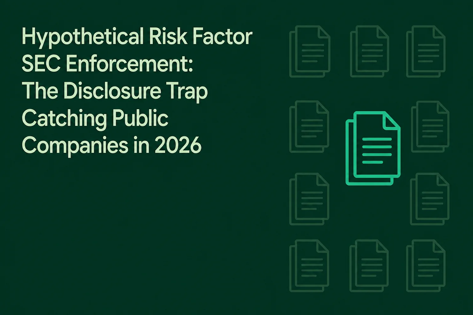 Hypothetical Risk Factor SEC Enforcement: The Disclosure Trap Catching Public Companies in 2026