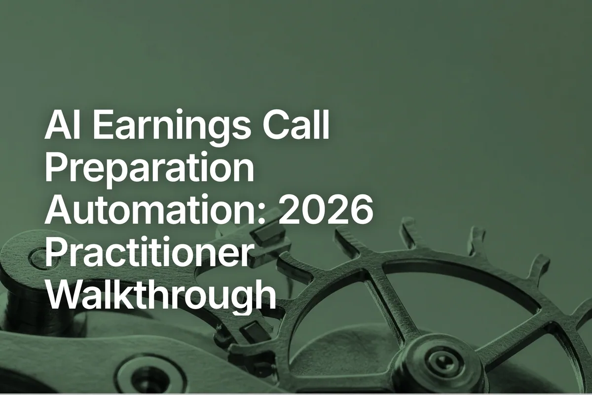 AI Earnings Call Preparation Automation: 2026 Practitioner Walkthrough