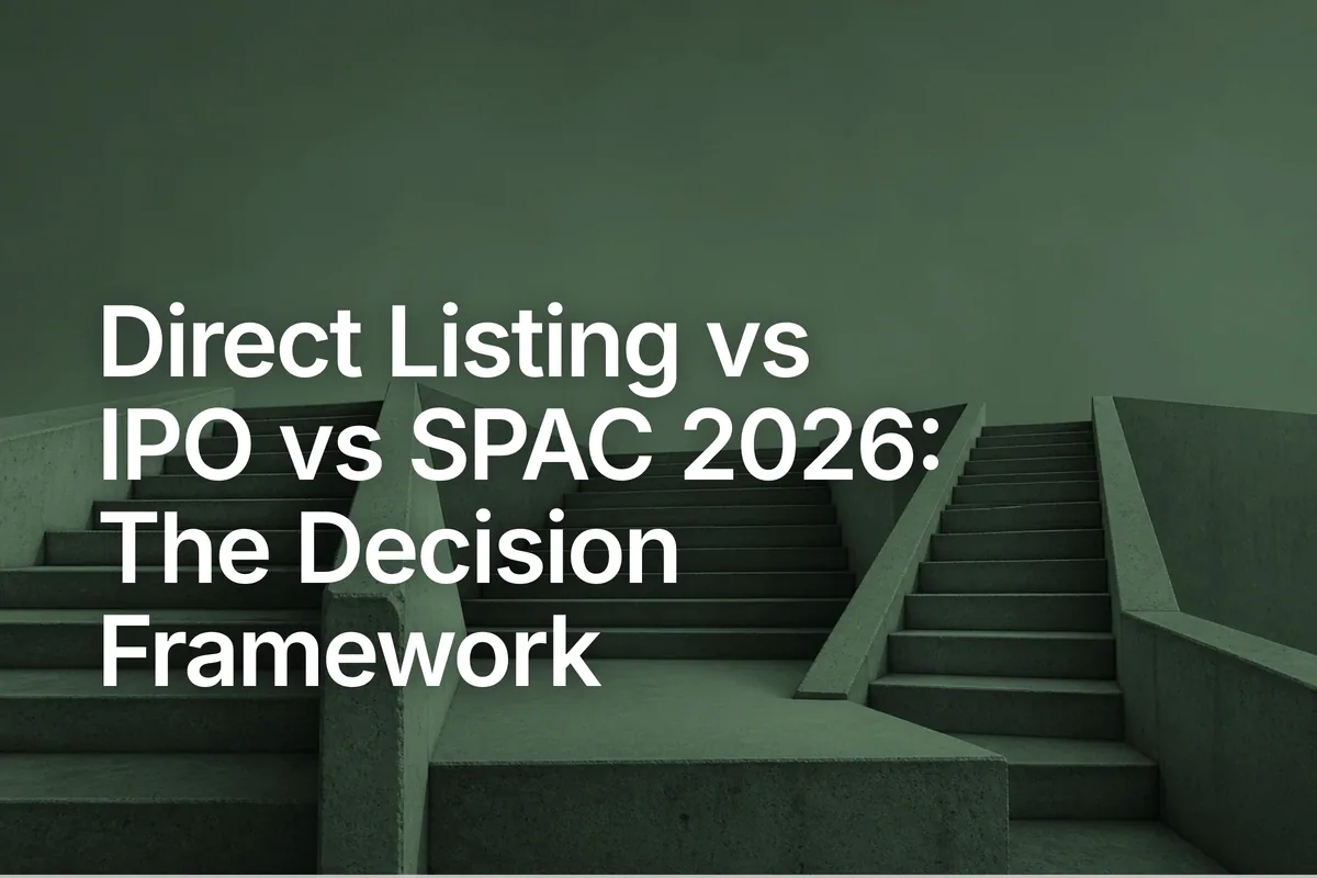 Direct Listing vs IPO vs SPAC 2026: The Decision Framework