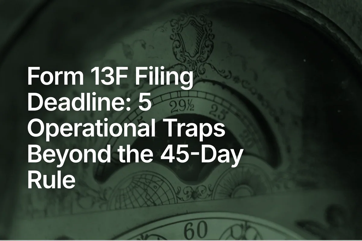 Form 13F Filing Deadline: 5 Operational Traps Beyond the 45-Day Rule
