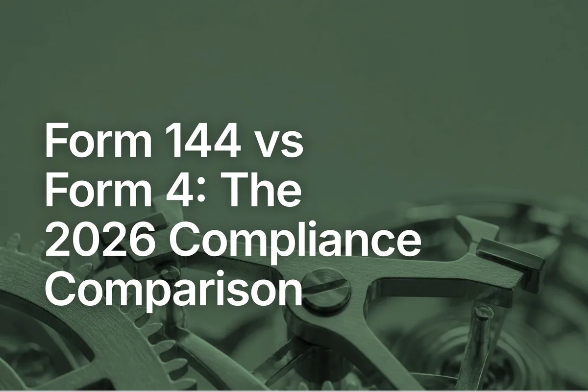 Form 144 vs Form 4: The 2026 Compliance Comparison