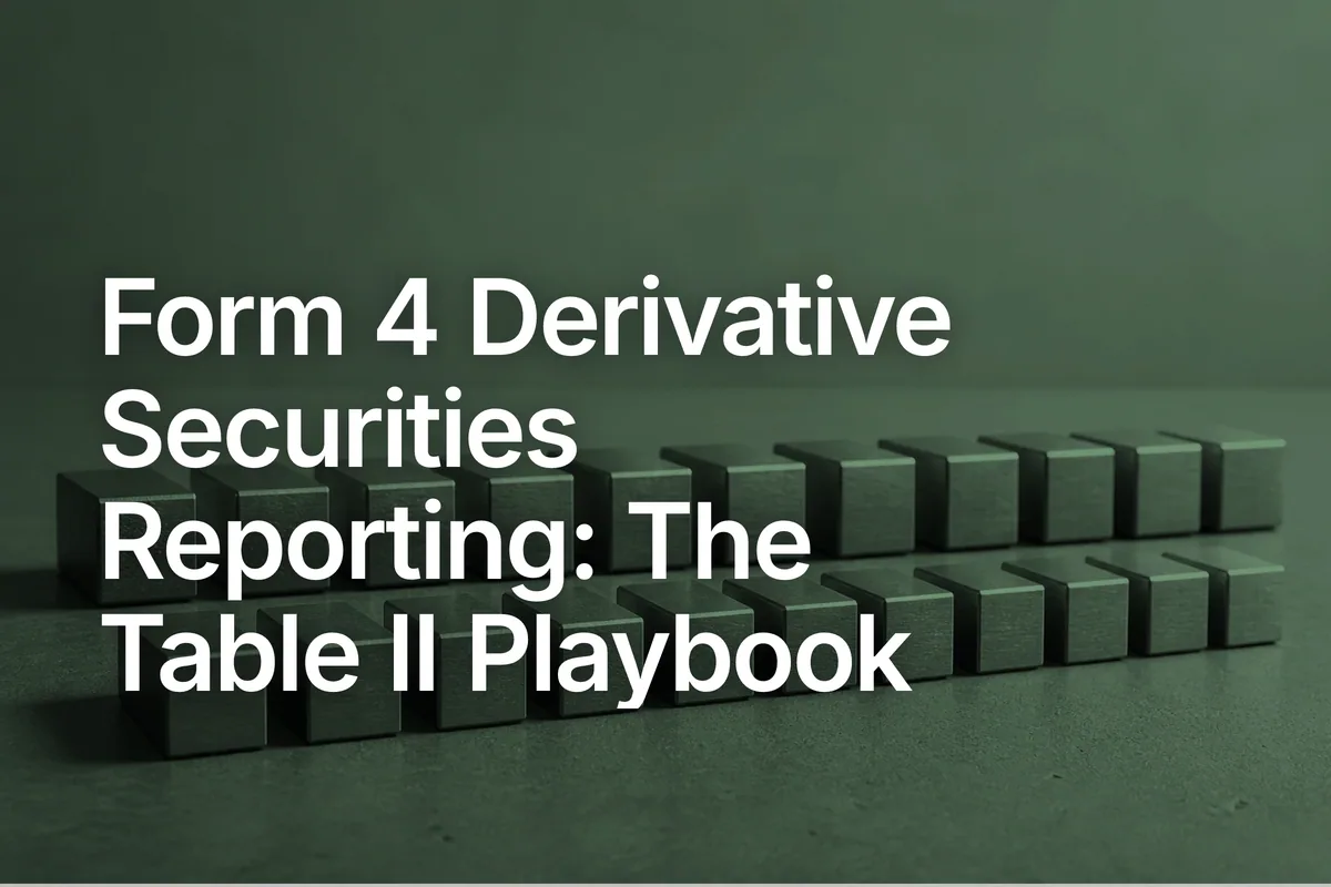 Form 4 Derivative Securities Reporting: The Table II Playbook