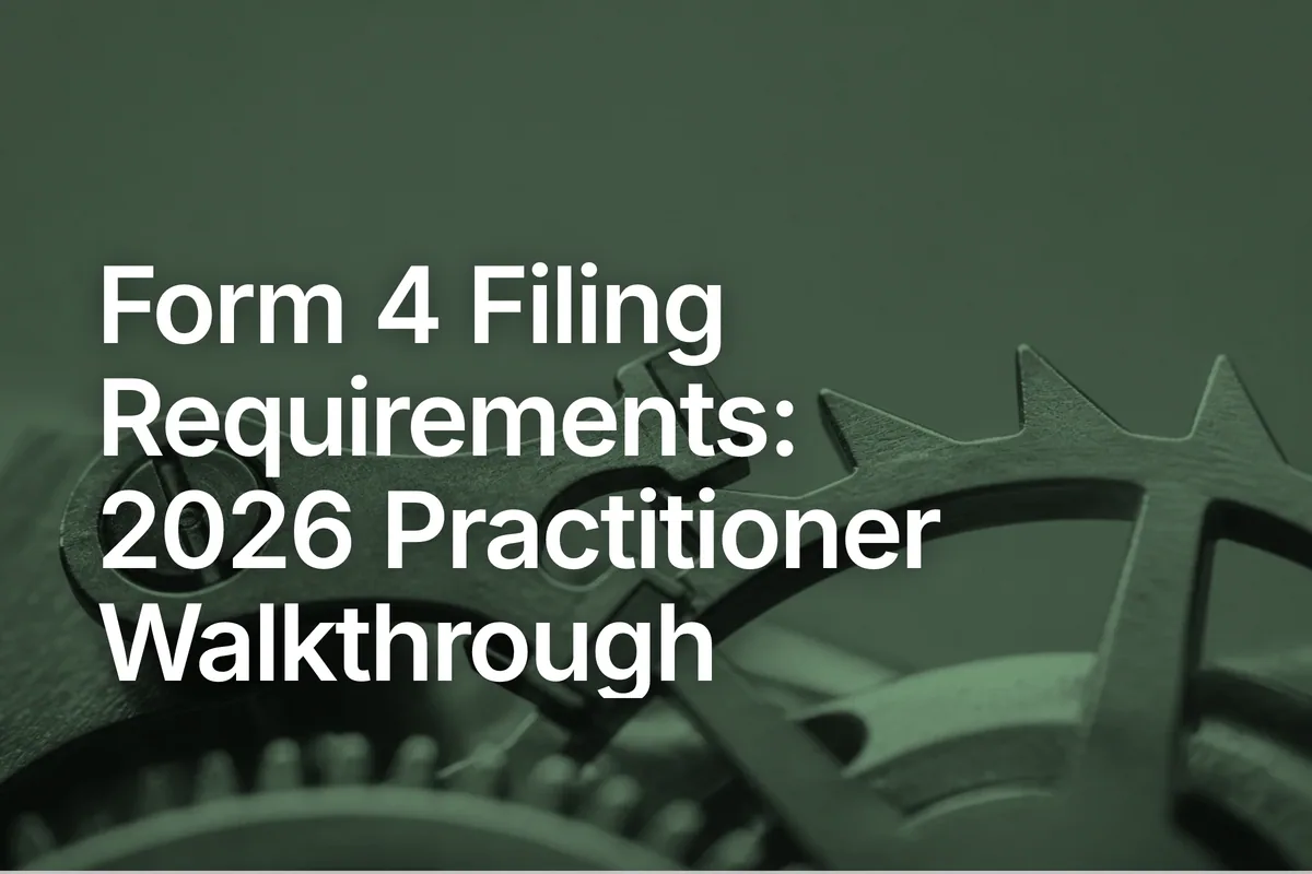 Form 4 Filing Requirements: 2026 Practitioner Walkthrough