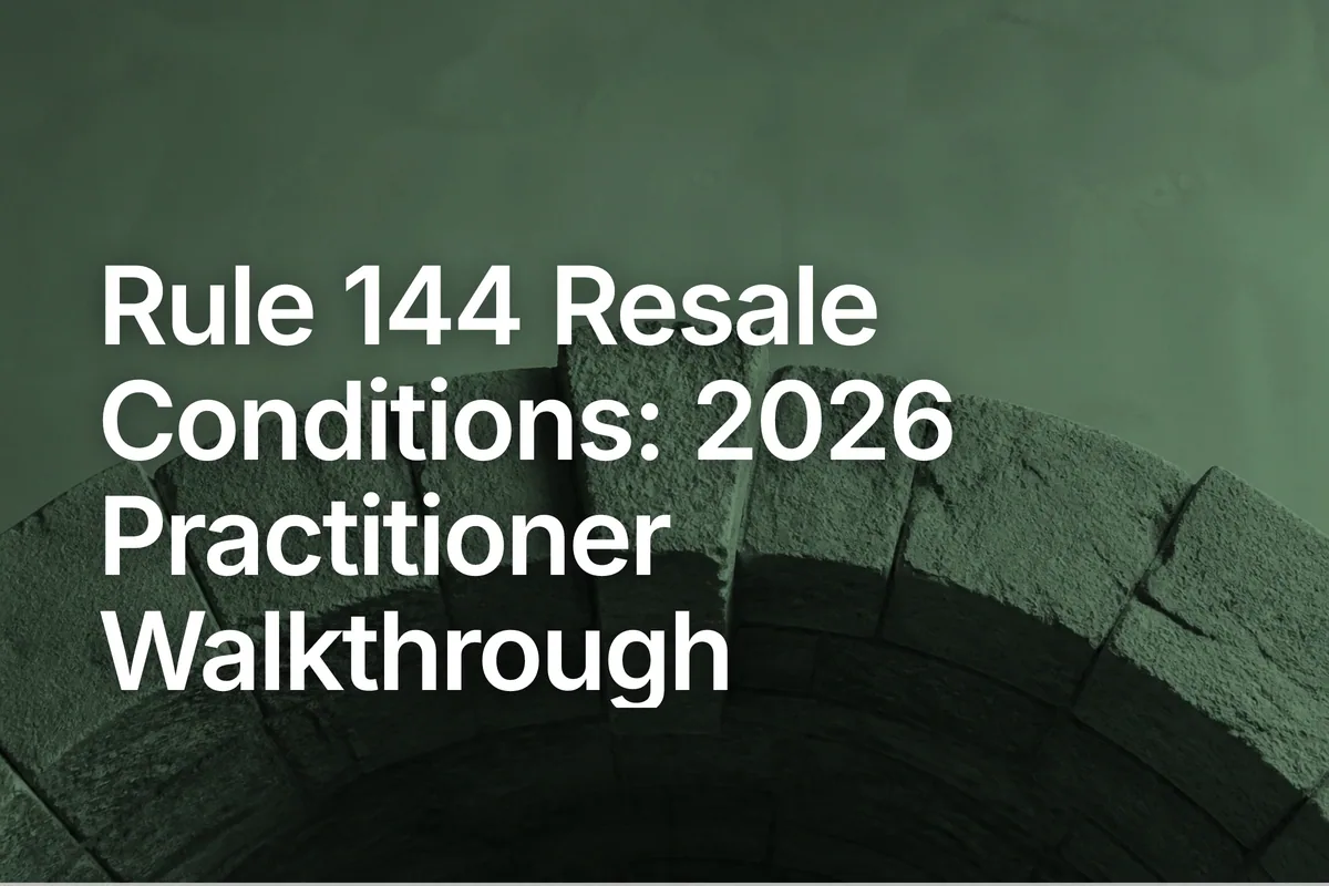 Rule 144 Resale Conditions: 2026 Practitioner Walkthrough