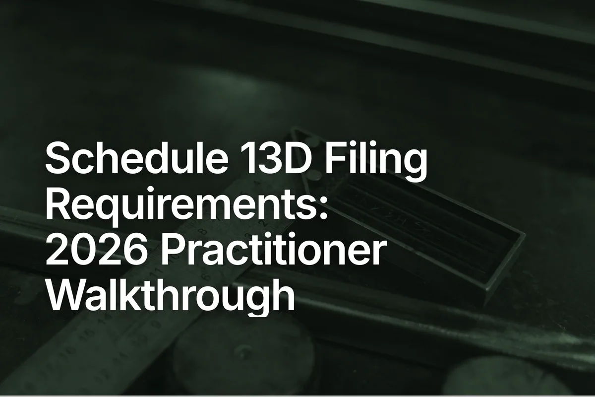 Schedule 13D Filing Requirements: 2026 Practitioner Walkthrough