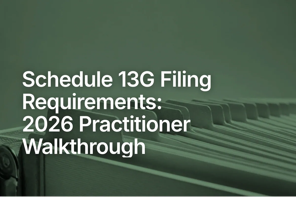 Schedule 13G Filing Requirements: 2026 Walkthrough