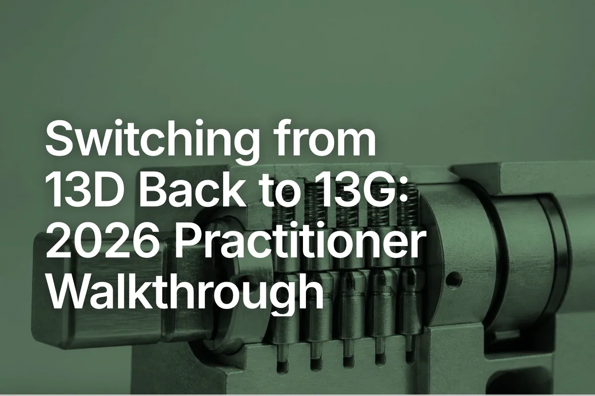 Switching from 13D Back to 13G: 2026 Practitioner Walkthrough