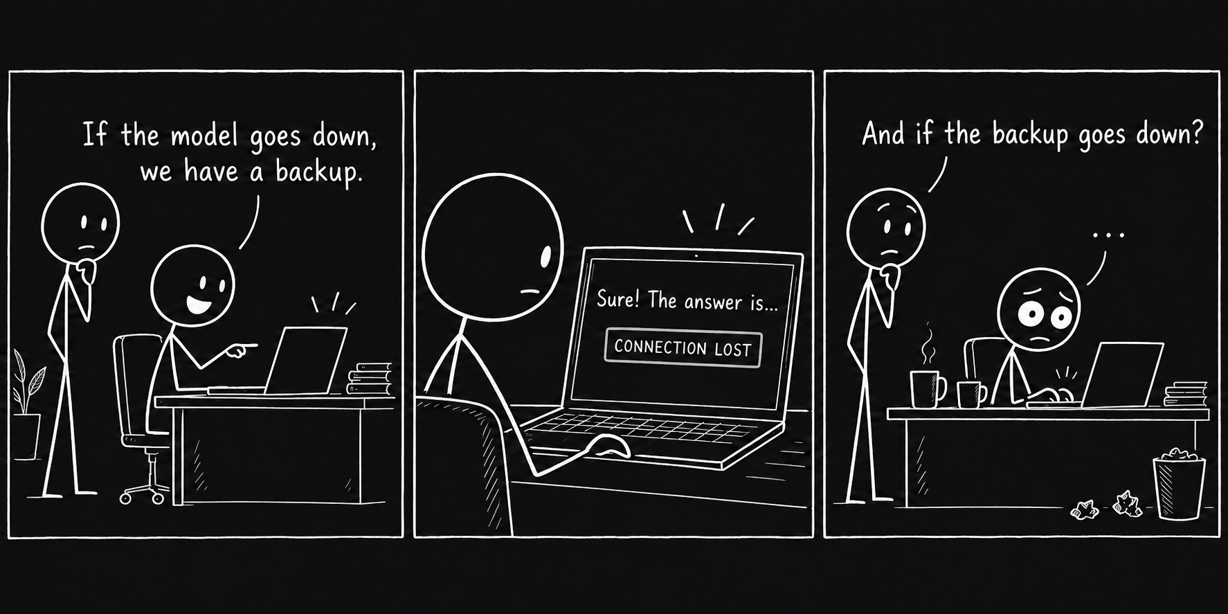 An engineer discovers that the backup model also needs a backup.